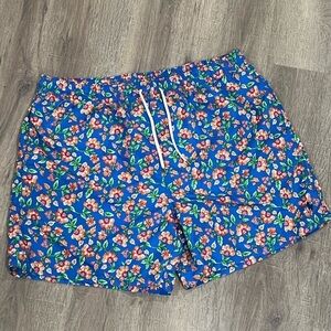 Polo Ralph Lauren 2XLT Tall Navy Paisley Floral Lined Horse Logo Swim Trunks